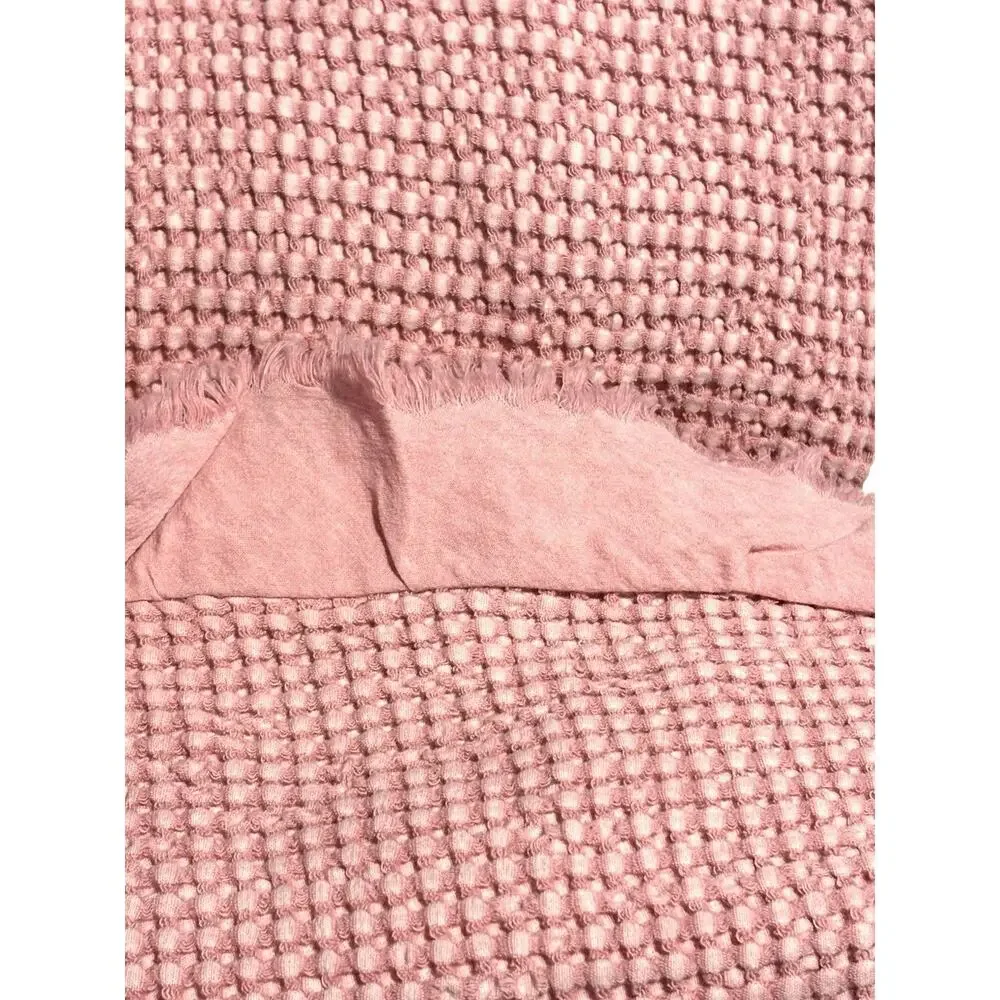 Shabby Chic All Cotton Woven King Size Duvet Cover Set Pink Ruffle Garment Wash - Picture 3 of 10